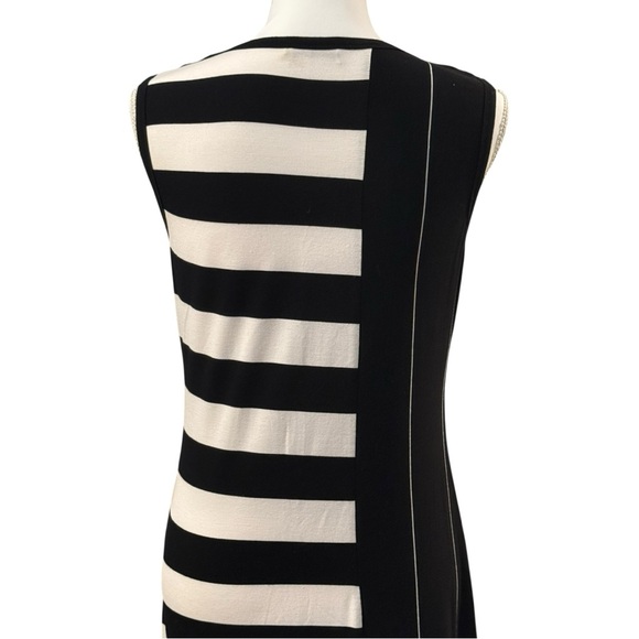 CALVIN KLEIN Black and White Striped Sleeveless Dress - Picture 4 of 6